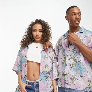 ASOS DESIGN Unisex Boxy Oversized shirt in floral print